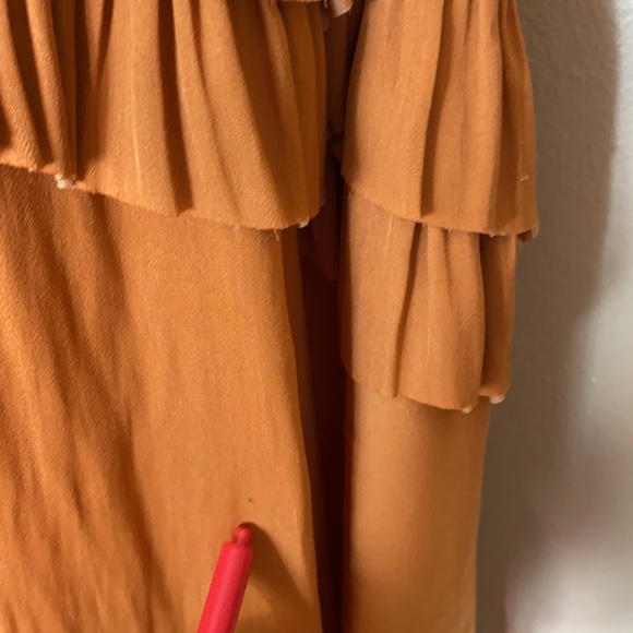 Women’s Current Air Anthropologie Romantic Orange Ruffle Dress Size Large - Picture 8 of 14